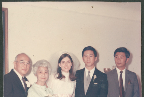 Bride and groom with three adults and child (ddr-densho-523-515)