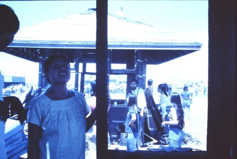 Pilgrims visiting structures on the original site of Tule Lake concentration camp (ddr-densho-294-47)