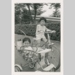 Two children on a bicycle and in a buggy (ddr-densho-338-99)