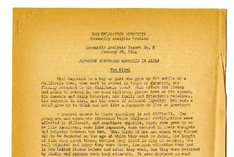 Community analysis report, no. 8, January 28, 1944 (ddr-csujad-19-58)