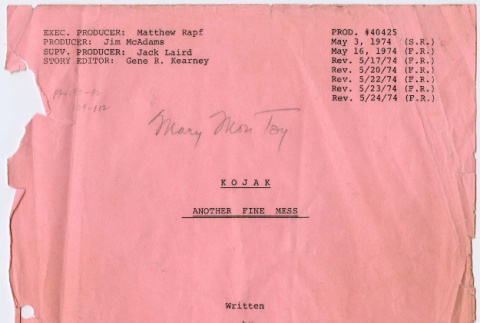 The China Town Murder/Kojak To Series, script annotated by Mary Mon Toy (ddr-densho-367-355)