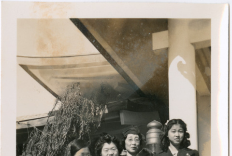 Four women and a child standing on stairway (ddr-densho-426-1924)