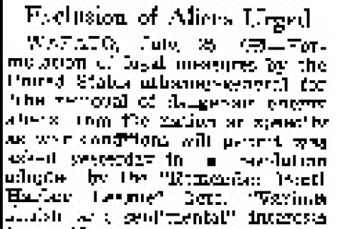Exclusion of Aliens Urged (July 25, 1945) (ddr-densho-56-1130)