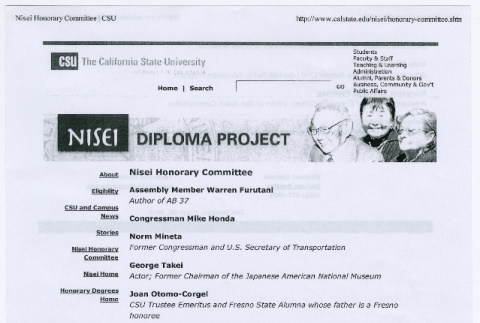 Description of the California Nisei College Diploma Project (ddr-densho-446-361)