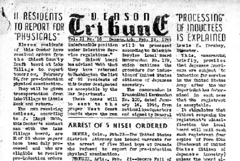 Denson Tribune Vol. II No. 16 (February 26, 1944) (ddr-densho-144-145)