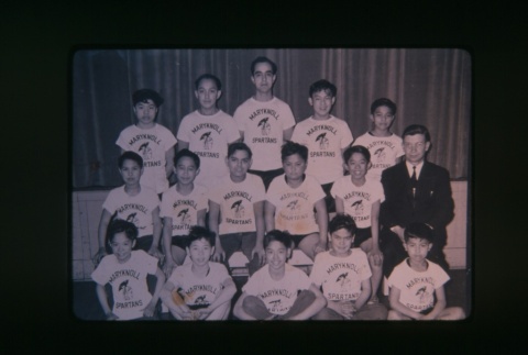 (Slide) - Image of boys sport team seated & standing in rows (ddr-densho-330-37-master-9d3e4ae85b)