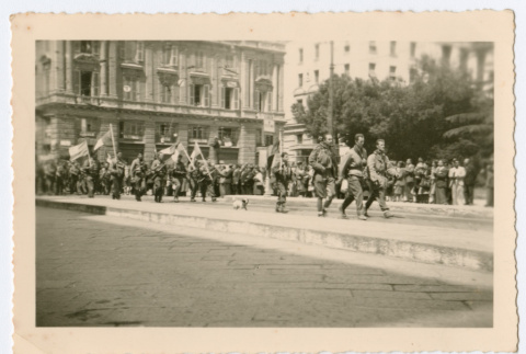 Soldiers in parade on city street (ddr-densho-368-84)