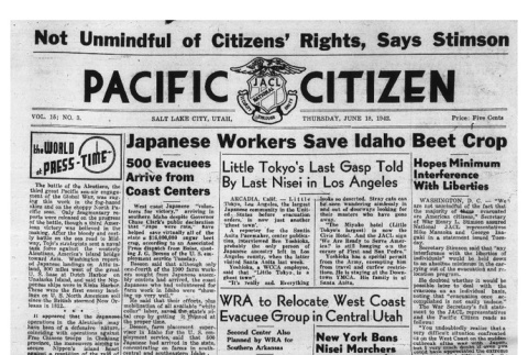 The Pacific Citizen, Vol. 15 No. 3 (June 18, 1942) (ddr-pc-14-6)