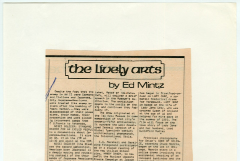 Nisei Soldier review by Ed Mintz in The Lively Arts column (ddr-densho-1007-1493)