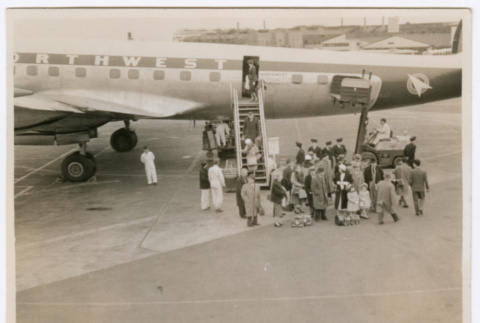 People Debarking Airplane (ddr-ohs-1-153)