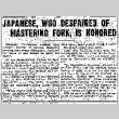 Japanese, Who Despaired of Mastering Fork, is Honored (March 2, 1930) (ddr-densho-56-417)
