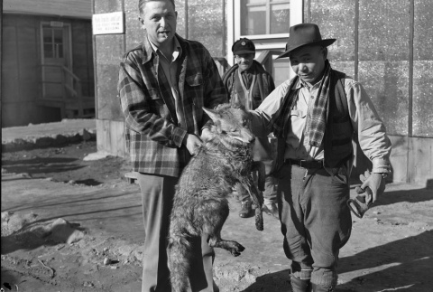 Two men carrying a coyote (ddr-fom-1-410)