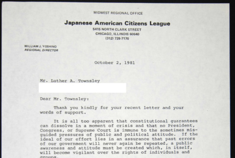 Letter to Luther Townsley from William Yoshino (ddr-chijacl-1-538)