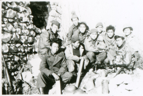 Soldiers on rocks (ddr-densho-1007-804)