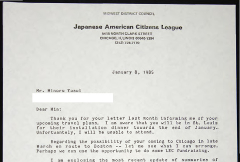 Letter to Minoru Yasui from Bill Yoshino (ddr-chijacl-1-694)