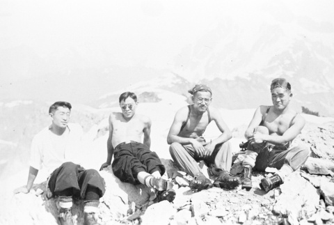 Four men on mountain (ddr-densho-15-36)