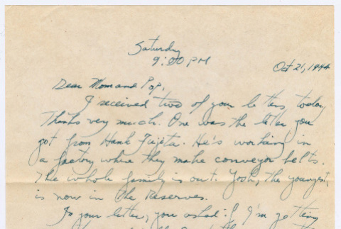 Letter from Tadashi Ishida to Mr. & Mrs. Y Ishida (ddr-densho-535-46)