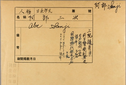 Envelope of Sanji Abe photographs (ddr-njpa-5-1)