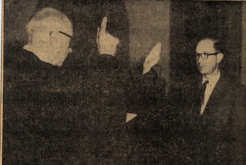 Edward E. Johnston taking his oath of office from Ingram Stainback (ddr-njpa-2-473)