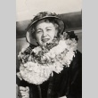 A woman wearing leis (ddr-njpa-1-1122)