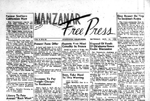Manzanar Free Press Vol. 6 No. 40 (November 11, 1944) (ddr-densho-125-288)