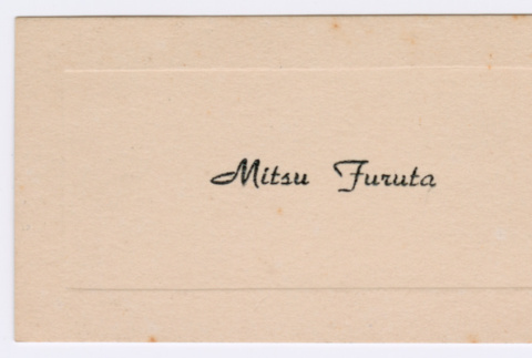 Mitsu Furuta's graduation name card (ddr-densho-550-91)