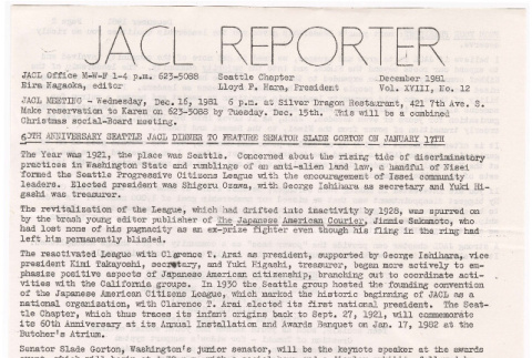 Seattle Chapter, JACL Reporter, Vol. XVIII, No. 1, December 1981 (ddr-sjacl-1-229)