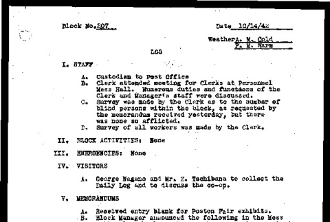 Block 207 log (October 14, 1942) (ddr-csujad-55-1127)