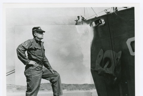 Tactical Sergeant Rudolph O. Roberts at White Beach, Okinawa (ddr-densho-1007-83)
