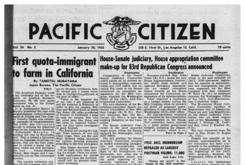 The Pacific Citizen, Vol. 36 No. 5 (January 30, 1953) (ddr-pc-25-5)