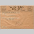 Telegram sent to T.K. Pharmacy from Granada (Amache) concentration camp (ddr-densho-319-260)