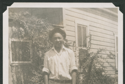man in yard (ddr-densho-378-421)