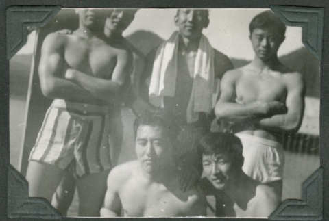 6 men in swimsuits (ddr-densho-540-48)