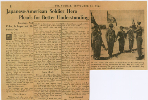 Article titled: Japanese-American Soldier Hero Pleads for Better Understanding (ddr-densho-539-118)