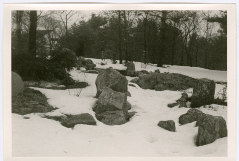 Rock waterway covered in snow (ddr-densho-377-2031)