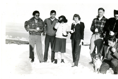 People posing in snow (ddr-csujad-26-122)