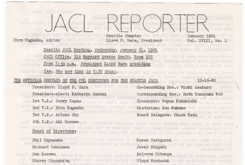 Seattle Chapter, JACL Reporter, Vol. XVIII, No. 1, January 1981 (ddr-sjacl-1-220)