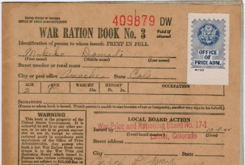 War Ration Book No. 3 (ddr-densho-329-1009)
