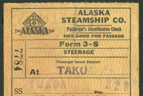 Alaska Steamship Company ticket (ddr-densho-540-138)