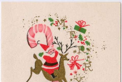 Holiday card and note from Lillie Phillips to Mona (Mon Watanabe) (ddr-densho-488-74)