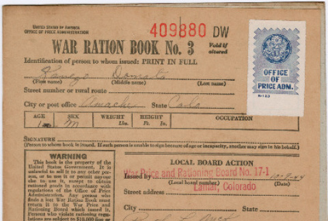 War Ration Book No. 3 (ddr-densho-329-1010)