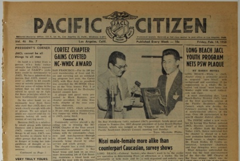 Pacific Citizen, Vol. 46. No. 7 (February 14, 1958) (ddr-pc-30-7)