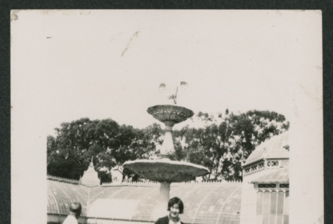 one woman sitting on a fountain (ddr-densho-378-770)