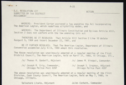American Legion, Department of Illinois, DC Resolution #28 (ddr-chijacl-1-102)