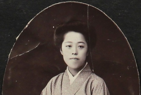 Japanese woman wearing a kimono (ddr-densho-259-95)