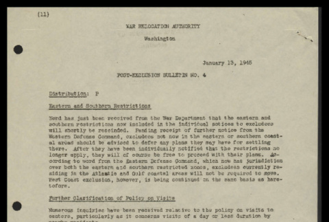 Post-exclusion bulletin, no. 4 (January 13, 1945) (ddr-csujad-55-1684)