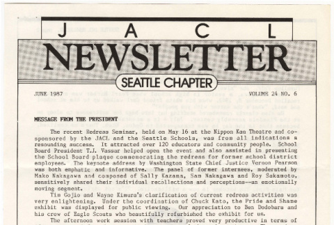 Seattle Chapter, JACL Reporter, Vol. 24, No. 6, June 1987 (ddr-sjacl-1-364)