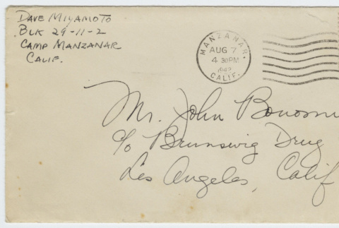 Envelope addressed to John Bonomi (ddr-janm-21-7)