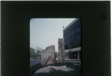 Rock sculpture at the Schulman project (ddr-densho-377-944)