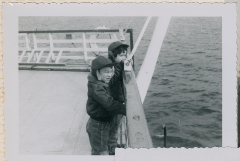 David and Mary Alice on a boat (ddr-densho-462-187)